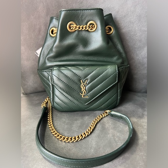 Saint Laurent Mini Joy Matelassé Leather Bucket Bag in 
Light Musk Green 1950$ - Picture 12 of 17
